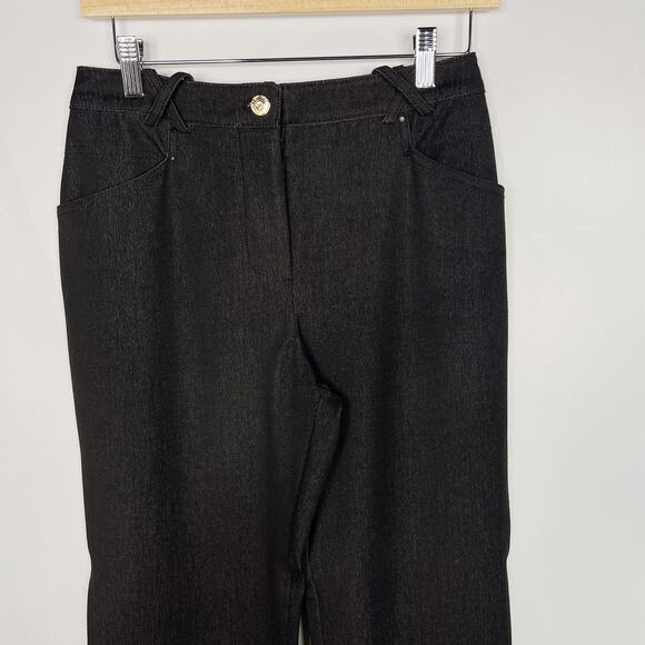 St John Sport Size 2 Black Gray Straight Leg Denim Jeans Stretch Zip Pockets - Picture 3 of 12